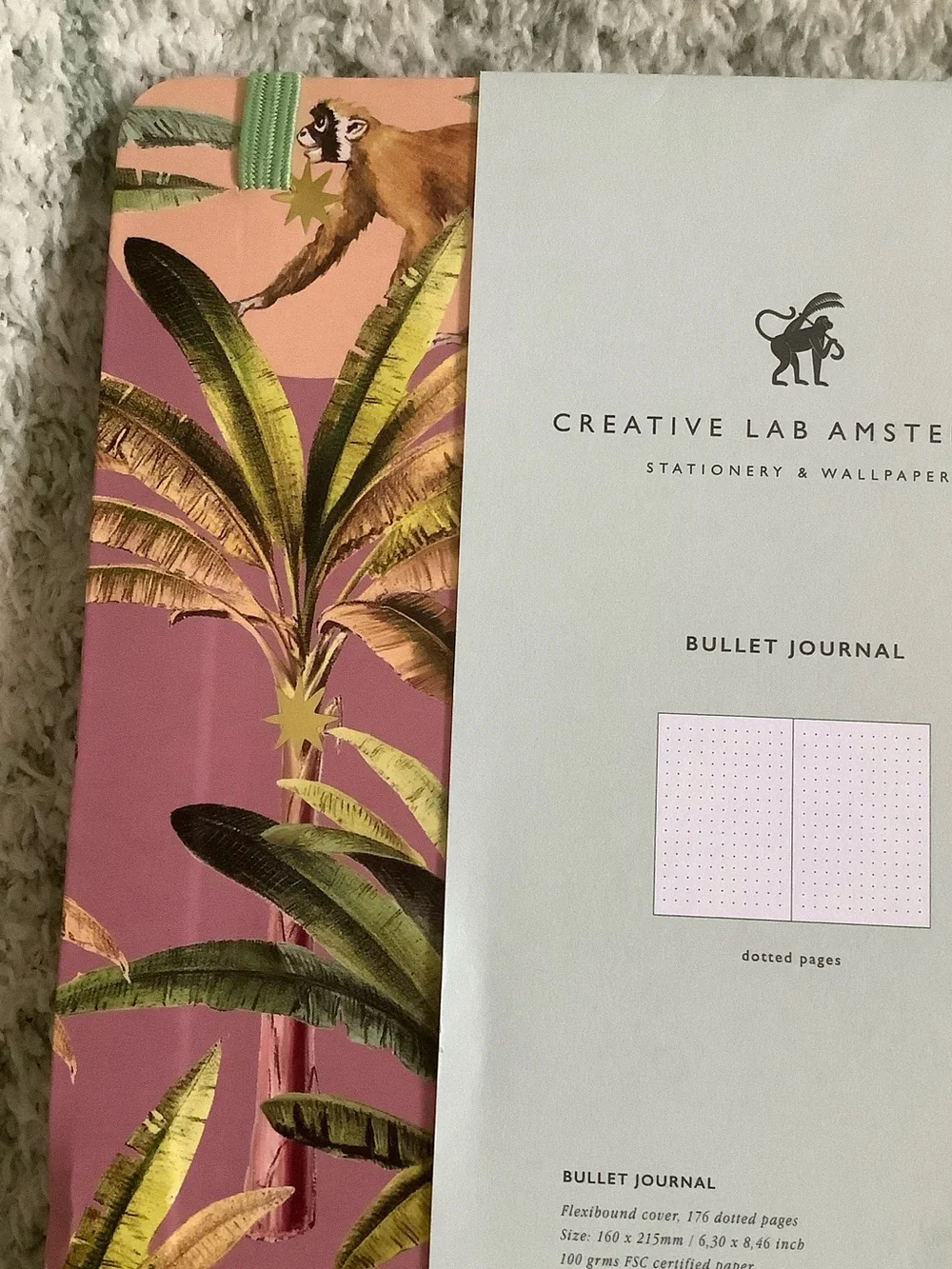 Tropical Monkeys Palm Trees Journal Notebook Bullet Journal NWT 176 dotted pages